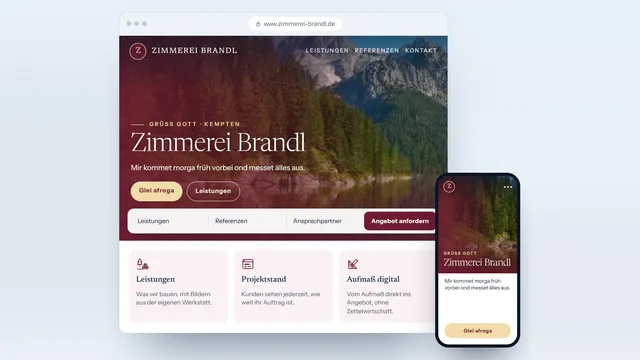Beispielentwurf einer Handwerkerwebsite auf Schwäbisch
