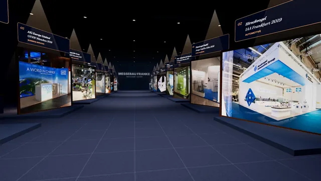 Website von Messebau Franke, 3D-Messehalle