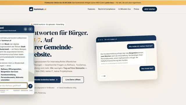 Website von kommun.ai